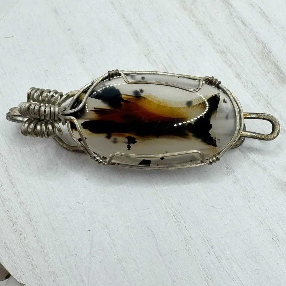 Vintage Montana Moss Agate Large Tie Clip